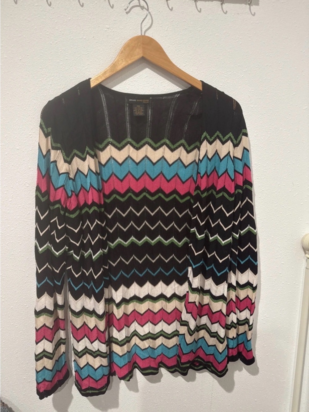 Women’s Chevron Knit Tunic - Black with Pink & Blue Accents